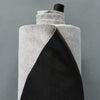 Double knit fabric that is black on one side and gray on the other.