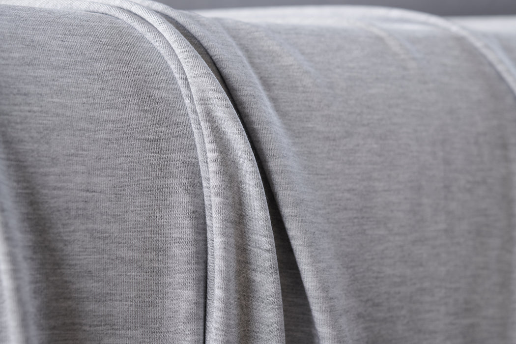 Heather gray colored jersey fabric made from MicroModal and spandex.