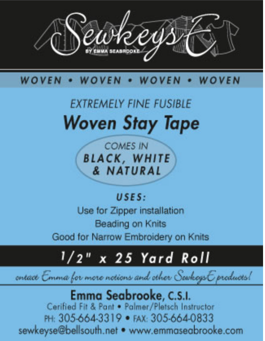 Label for half inch woven stay tape.